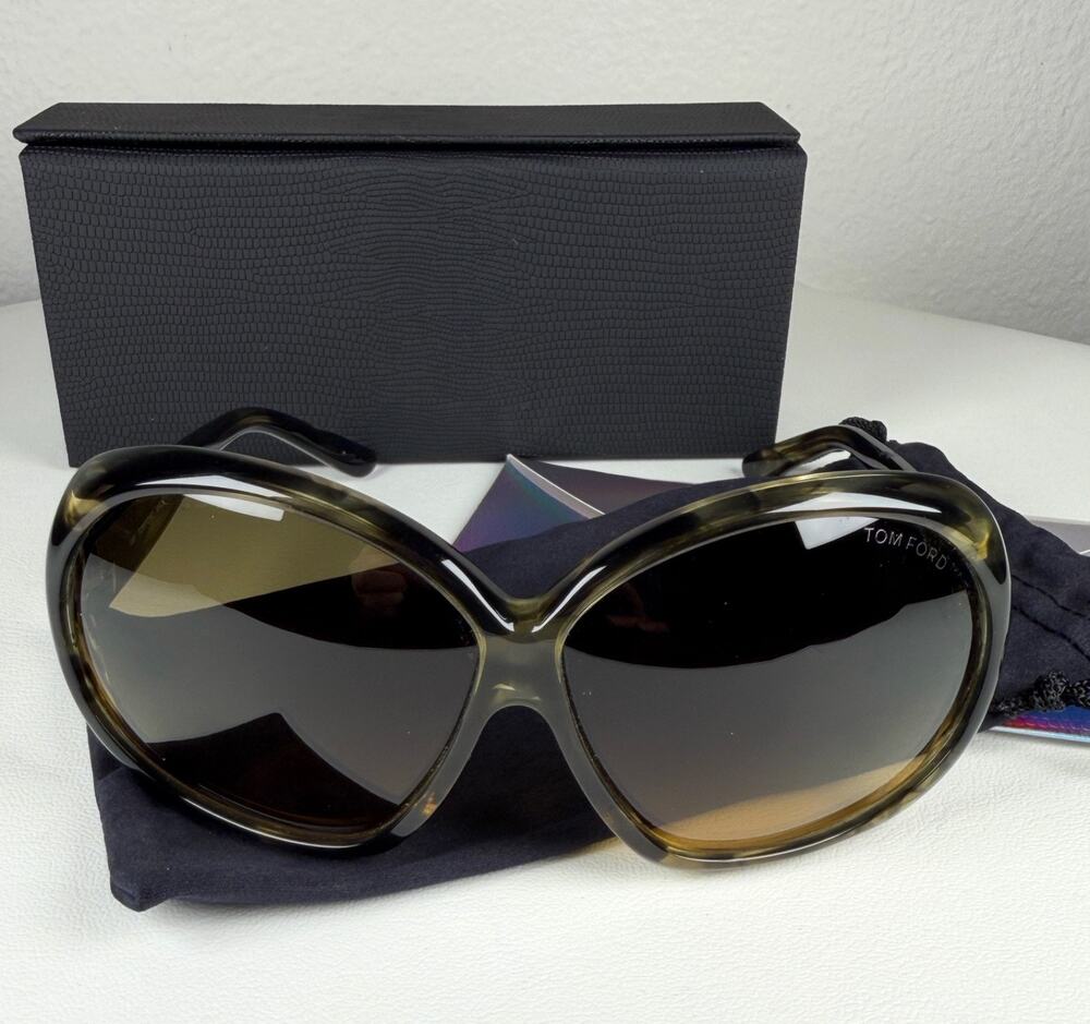 Tom Ford Natalia TF120 95P Sunglasses Green Horn Italy New Old Stock NOS Case